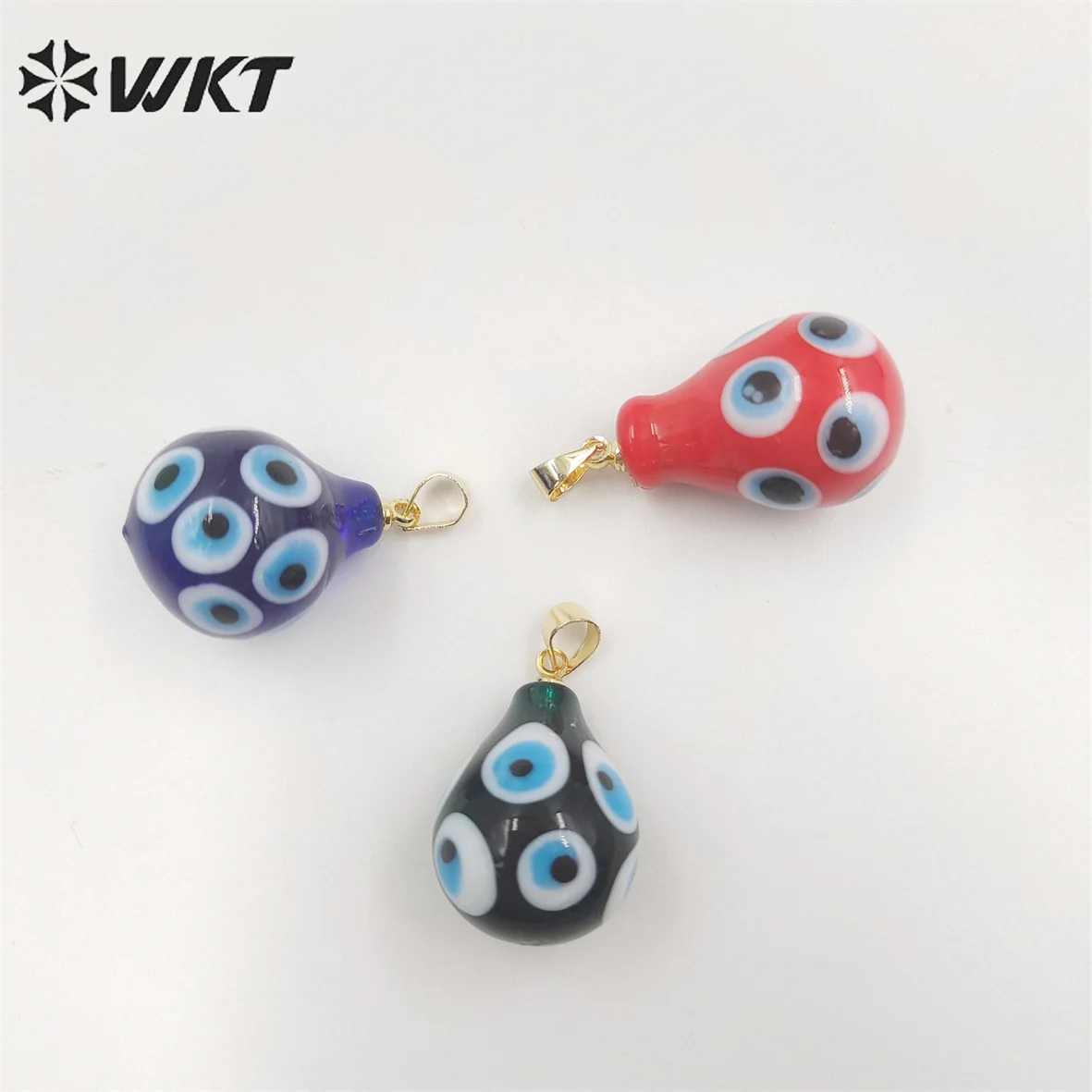 WT-P1887 Wholesale fashion evil eye drop pendant gold jewelry accessory teardrop ceramic Turkey eye pendant for earringm making