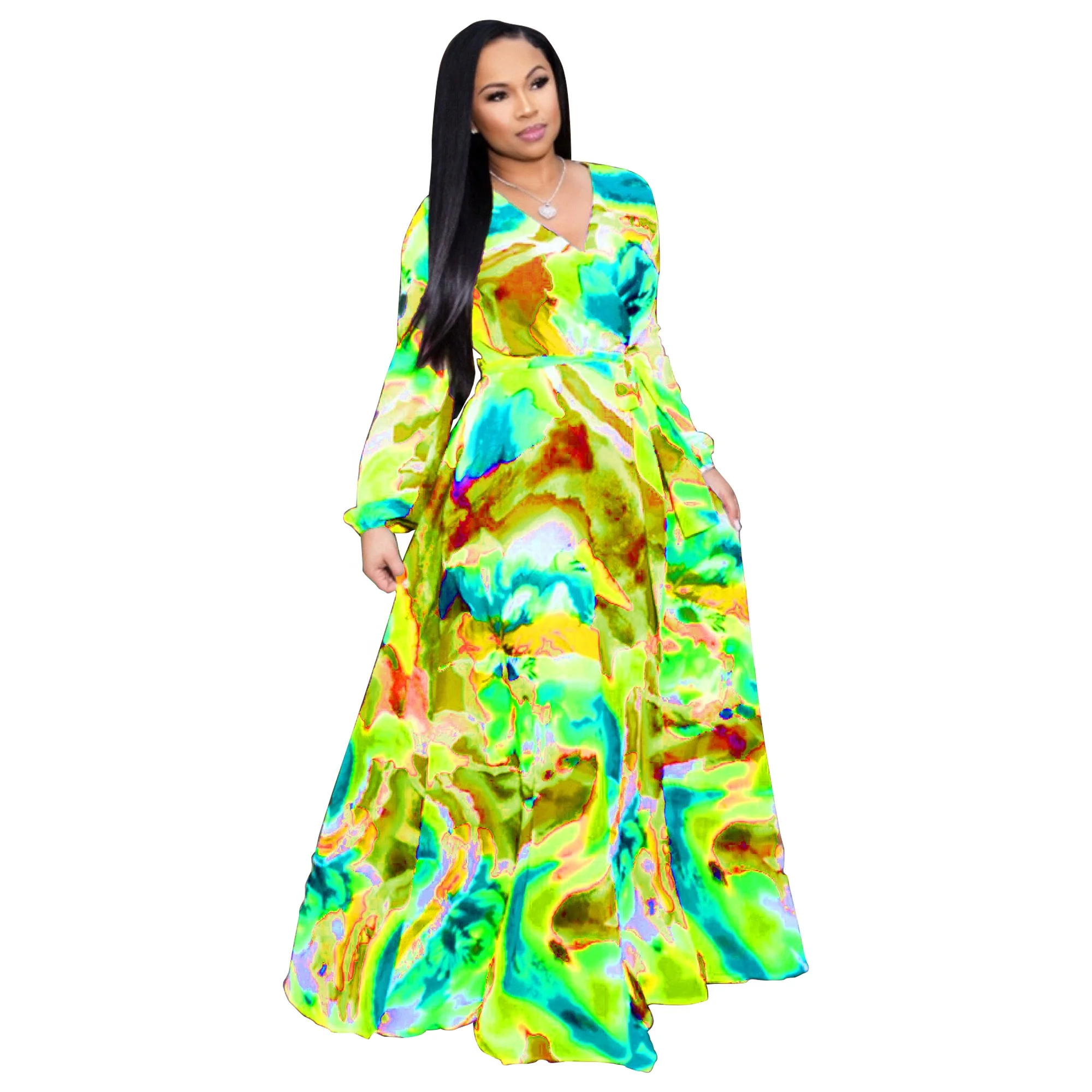 Women New Fashion Ethnic Long Dress Sexy V Neck Club Summer Beach Chiffon Party Dress Chic and Trendy Plus Size Maxi Dresses