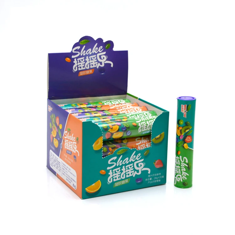 28g Factory direct selling fruity flavour jelly bean paper tube packed soft candy mini jelly bean