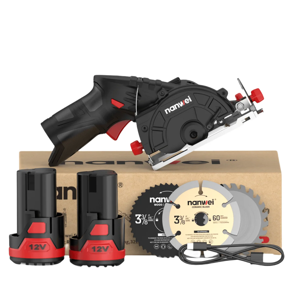 Electric Circular Saw Mini portable cutting machine wood cutter 12V type-c plug cordless power tool