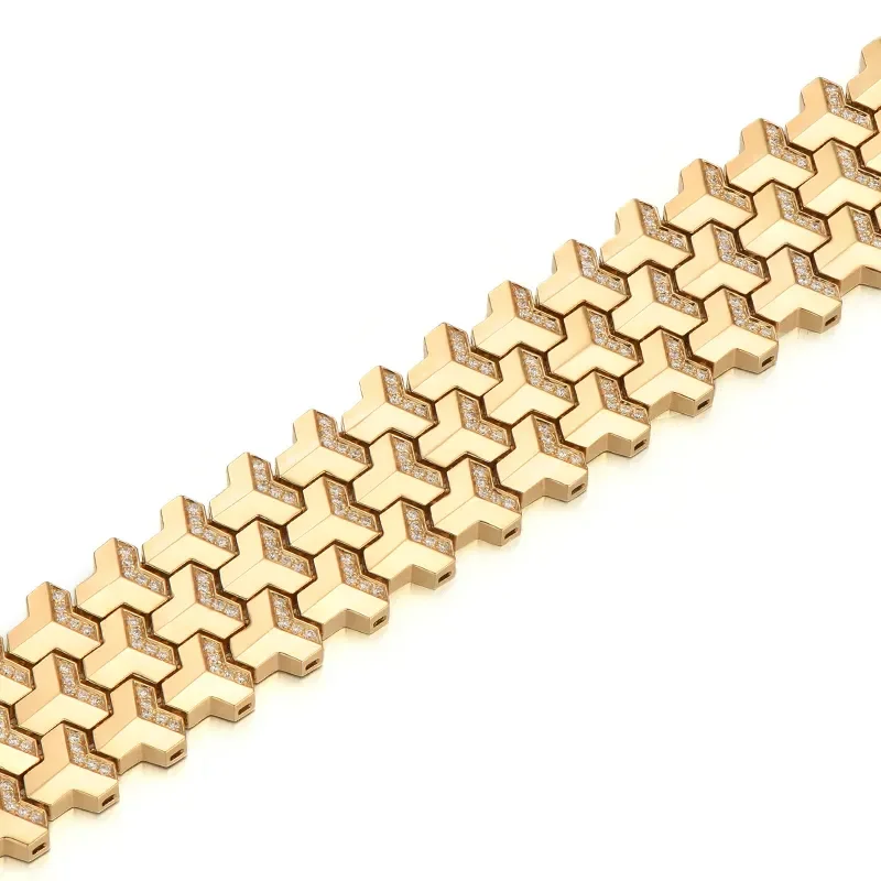 H&F 2024 New Design Diamond Bracelet 18K 14K 10K Pure Gold Custom Bracelet AU750 Lab Diamond Moissanite Gold Bracelet Men