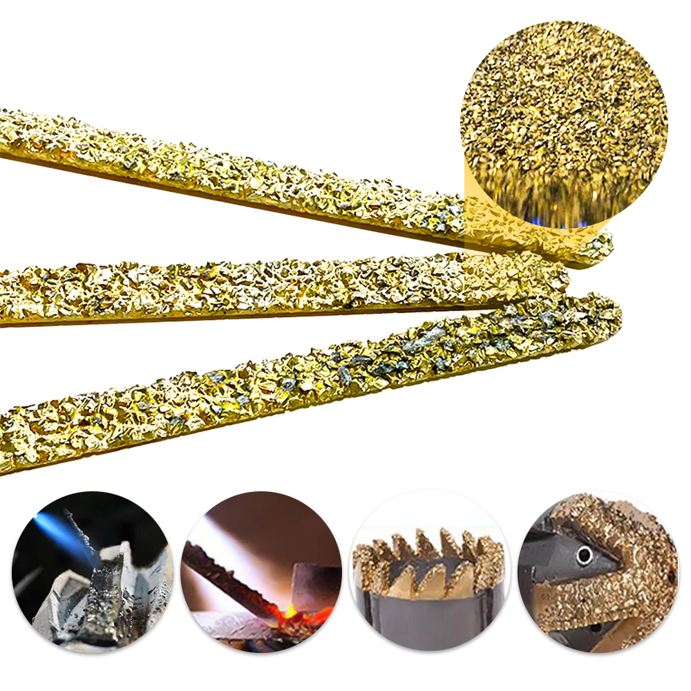 450mm Gold Carbide Composite Rod Grits 3.2-4.8mm 4.8-6.4mm 6.4-8.0mm Welding Rods