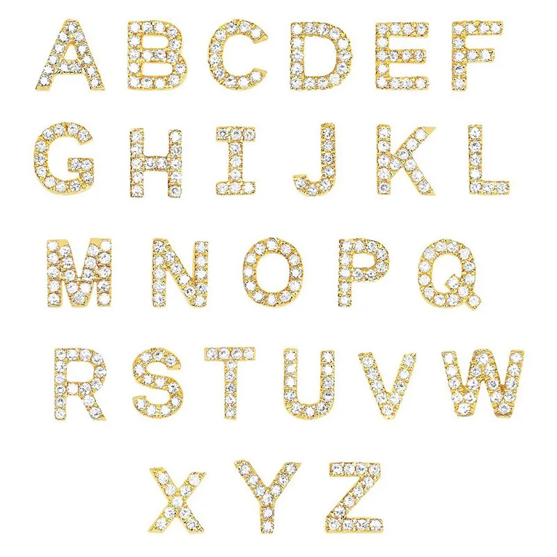 A2037 high quality 18k gold stainless steel charm initial letter charm pendant cz crystal micro pave charm for diy jewelry