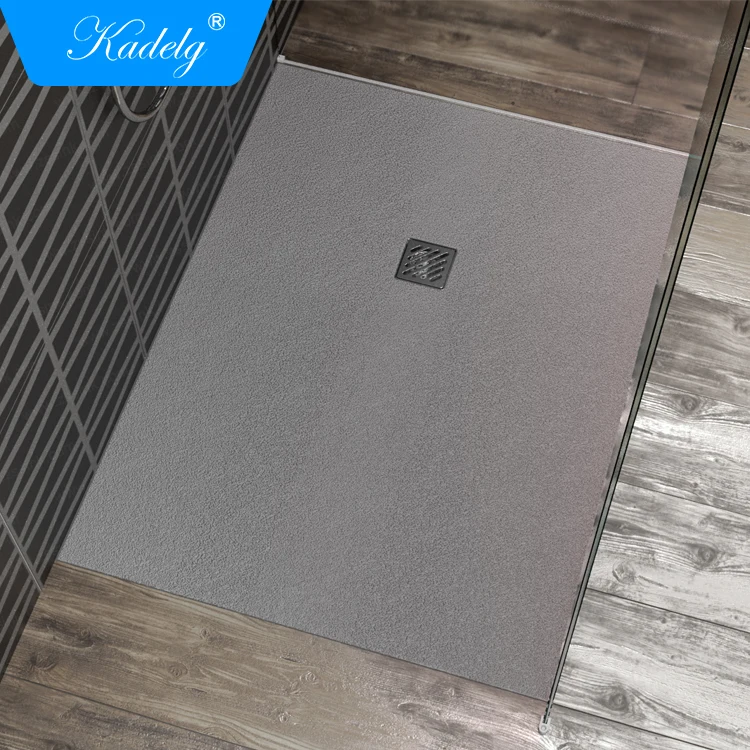 Custom Stone Resin Solid Surface Shower Tray Black Shower Base Piatto Doccia