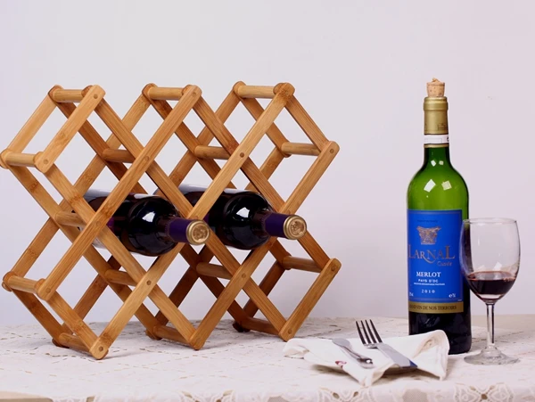 
natual color foldable bamboo wooden wine rack 