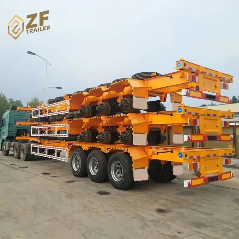 40ton 40ft Tri Axle Shipping Container Chassis Skeletal Semi Trailer For South Africa Zimbabwe
