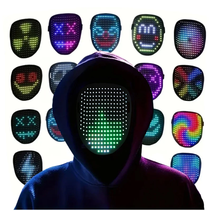Cheap Dress up Costume Full LED Mask for Halloween Decoration Cosplay Party Light up Mask