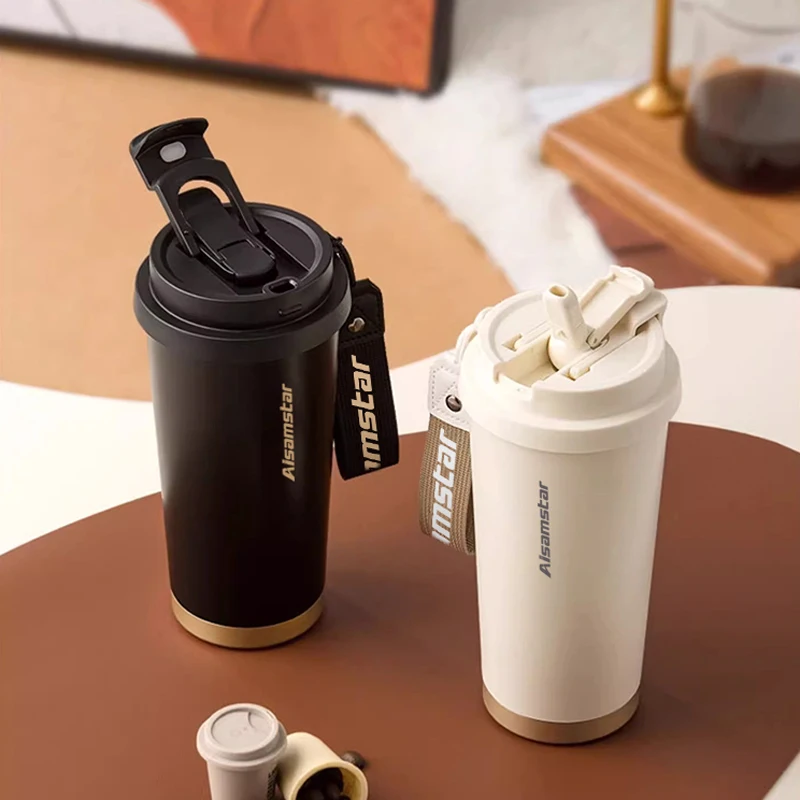 Aisamstar Popular Style Ceramic Coffee Cup Portable 500ml Custom Nylon Braided Rope Water Bottle for Drink