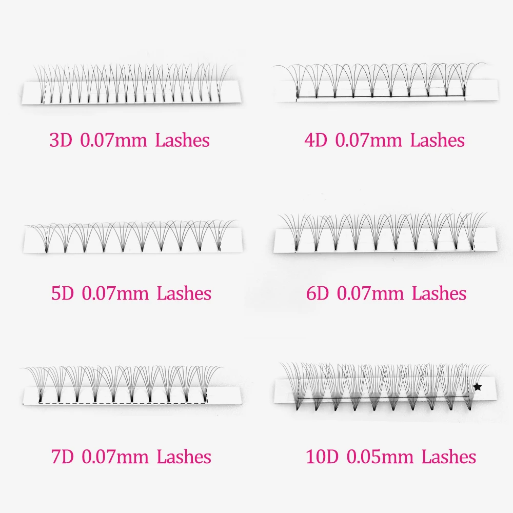 Abonnie Premade 3D 0.07 D Curl Eyelash Fan Manufacturer Customized Short Stem Pre Made Fans Lashes Volume Fans Eyelash Extension