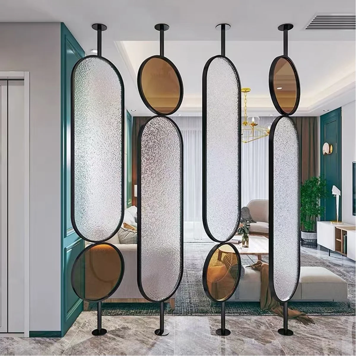 Reusable home decor chain link fence room decorative wooden folding wall divider panel privacy partition screen room dividers