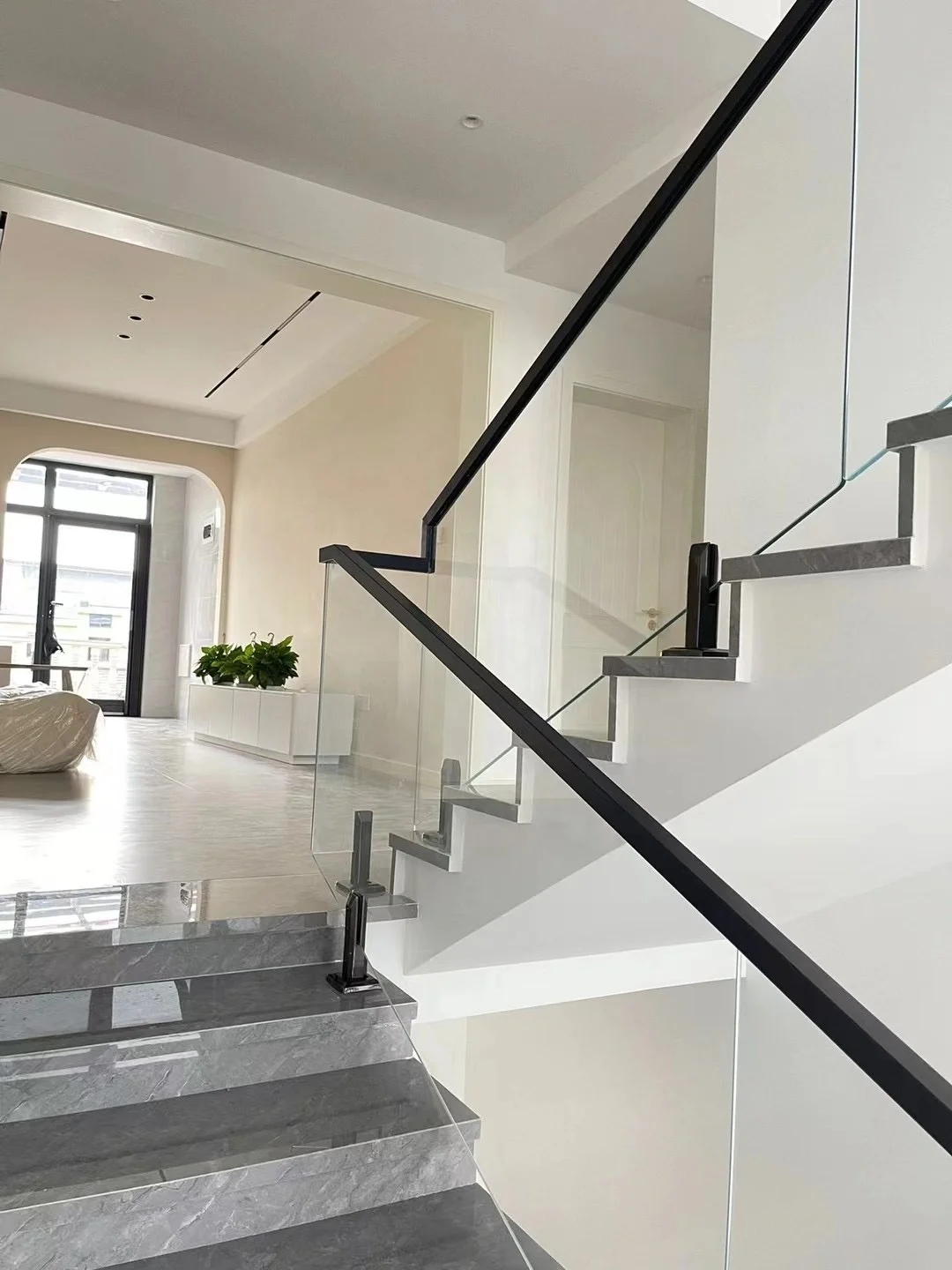 GC stair handrail railing indoor balustrade metal stairs glass rail