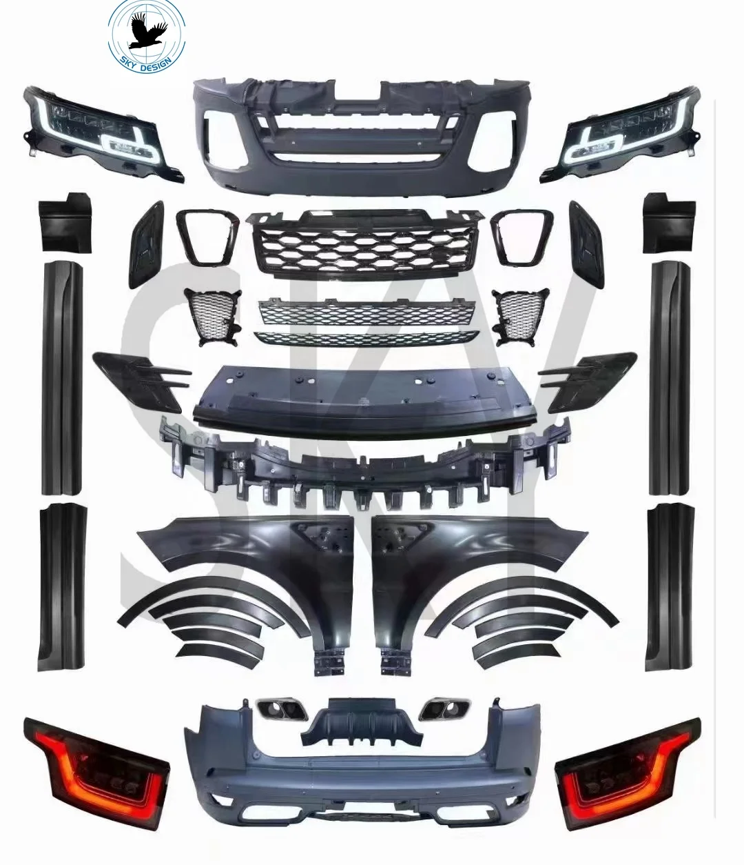 Корпус для range rover sport L320 2013-2017 обновление до 2022 SVR bodykit с передними фарами и задними фонарями