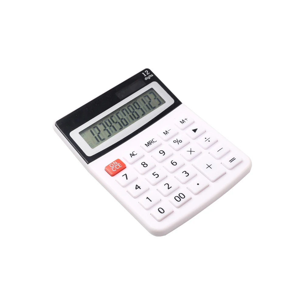 
Plastic White Office12 Digits Desk Top Solaire Battery Calculatrice Solaire Big Display 