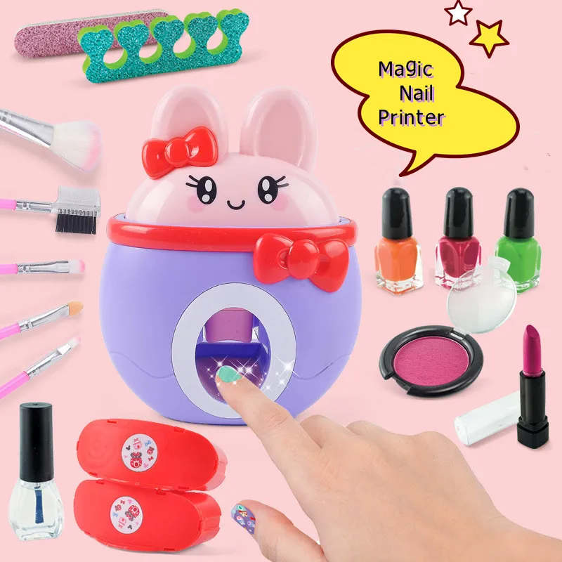 Детский и детский макияж «сделай сам» ПЕЧАТНАЯ МАШИНКА для ногтей макияж лак для ногтей подарок косметика для девочек игрушечный набор