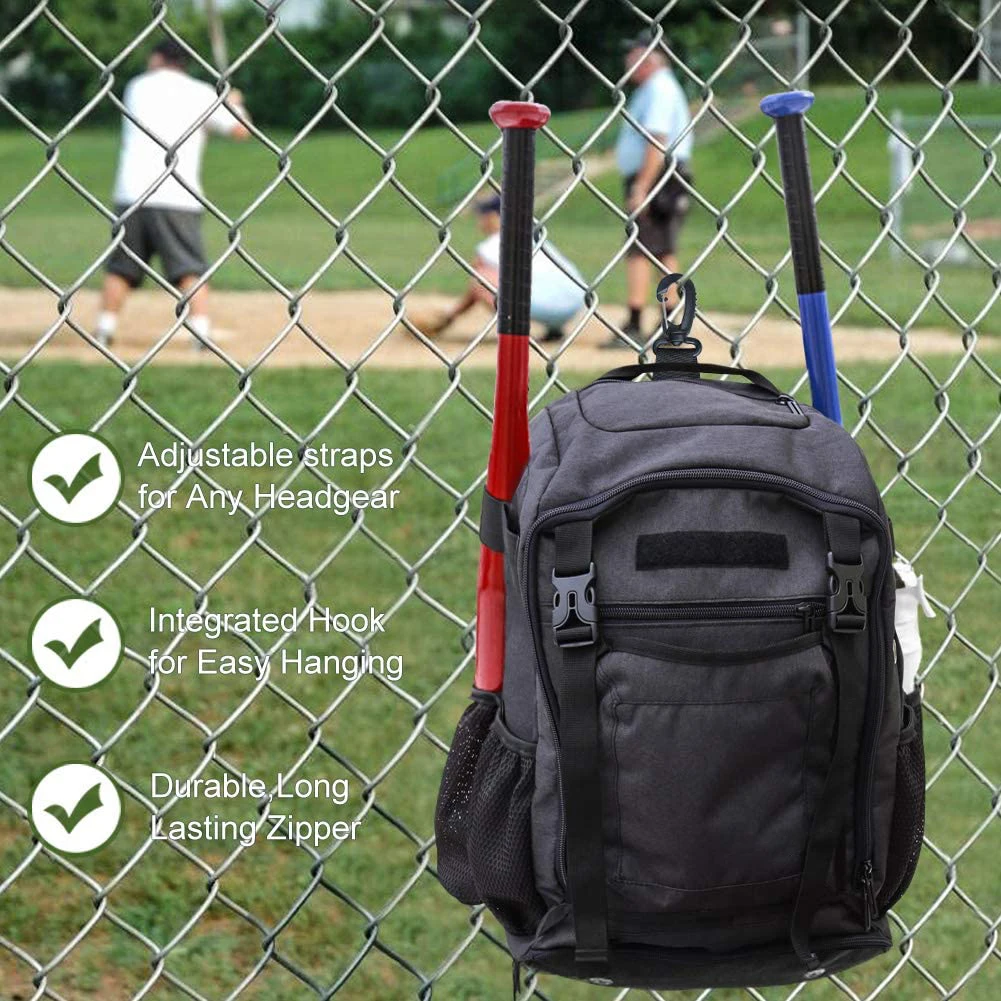 Baseball Bat Bag Backpack External Helmet Holder for Baseball,T-Ball and Softball Equipment and Gear