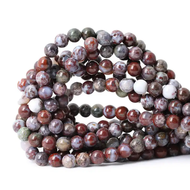 
Red White Agate Beads, Natural Gemstone Beads, Loose Stone Beads 
