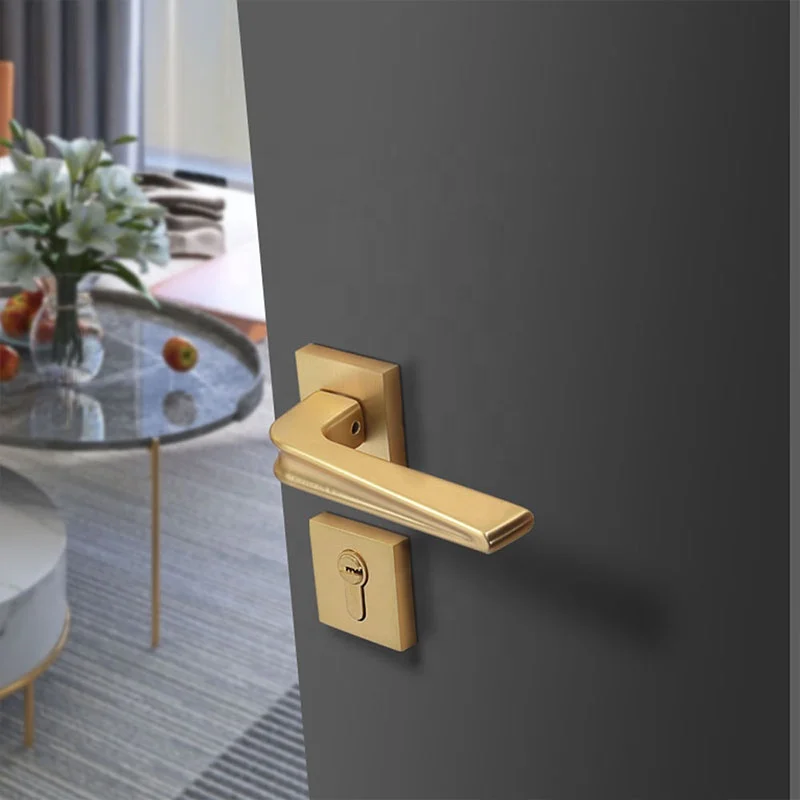 Yonfia A8176R03 European Style aluminium brushed brass interior door handle luxury furniture door lock handle for aluminium door