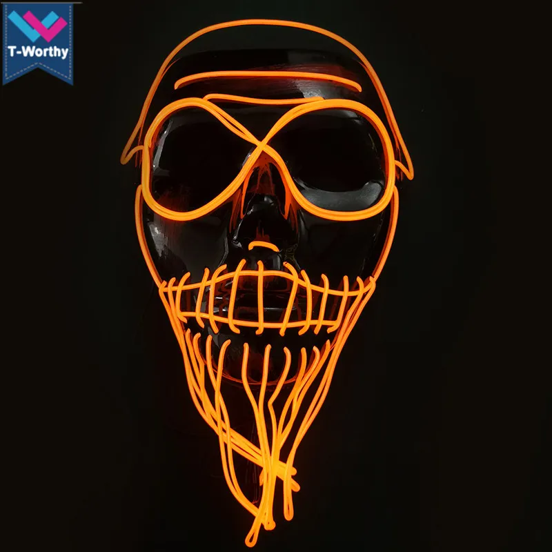 Hot Sell Halloween Carnival Party Rave Masquerade EL Mask Led Light Up Luminous Neon El Wire Mask In Stock