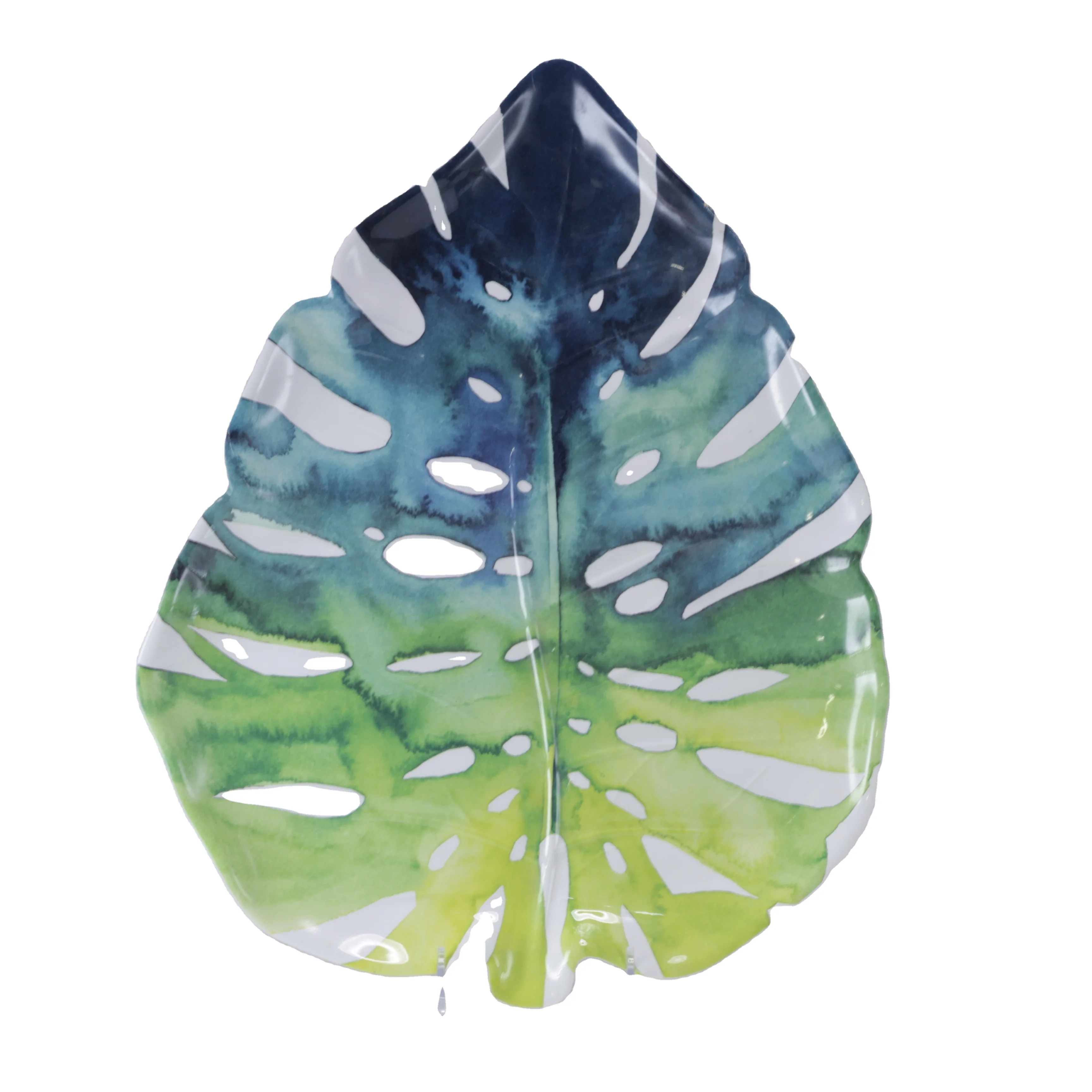 14 inch unbreakable green color leaf shape melamine platter melamine serving tray