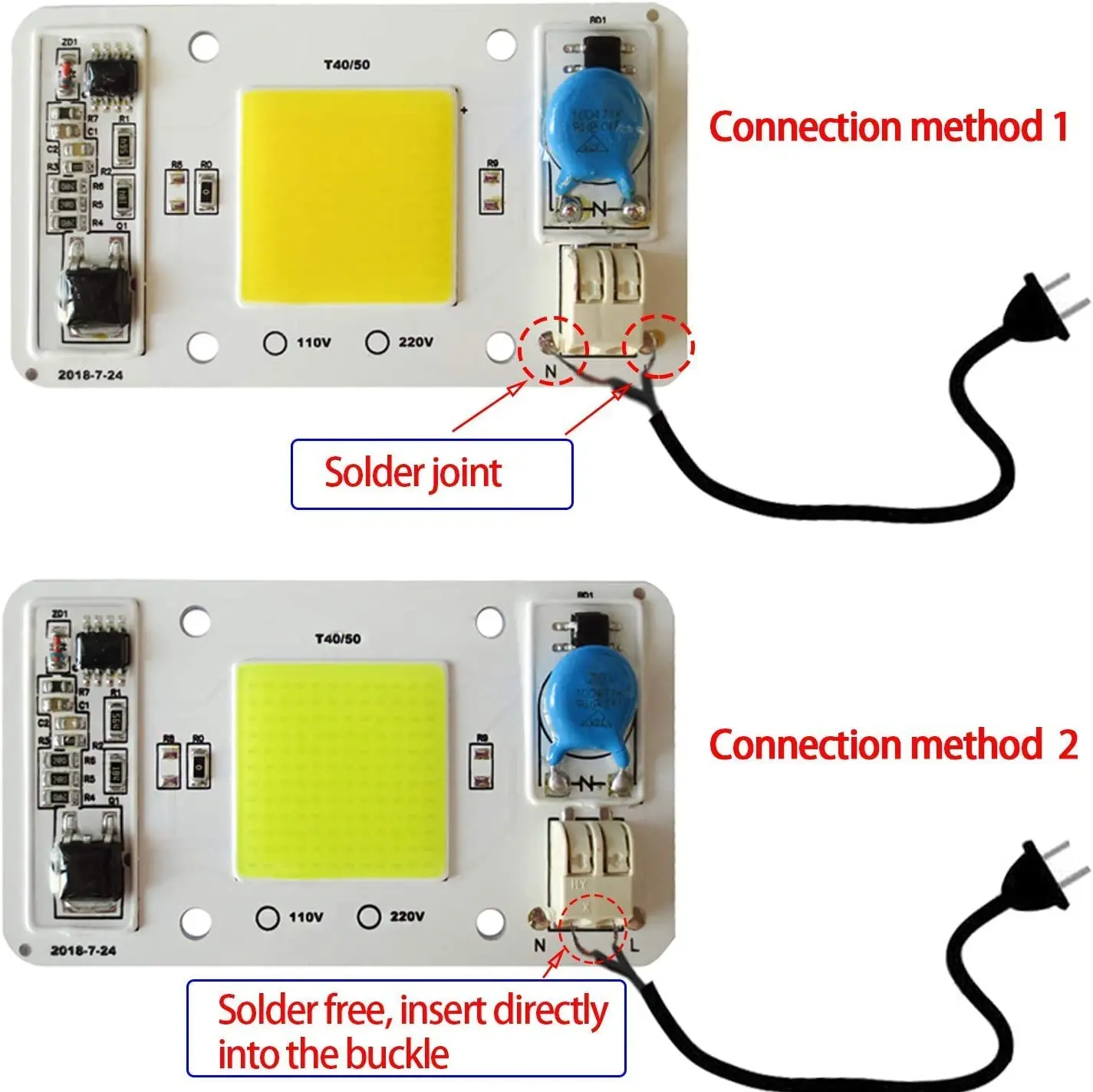 Alternative Driver ac110v 220v 20w 30w 50w 100w Full Spectrum High Power LED Chip Board COB LED for LED Downlight Grow Lamp