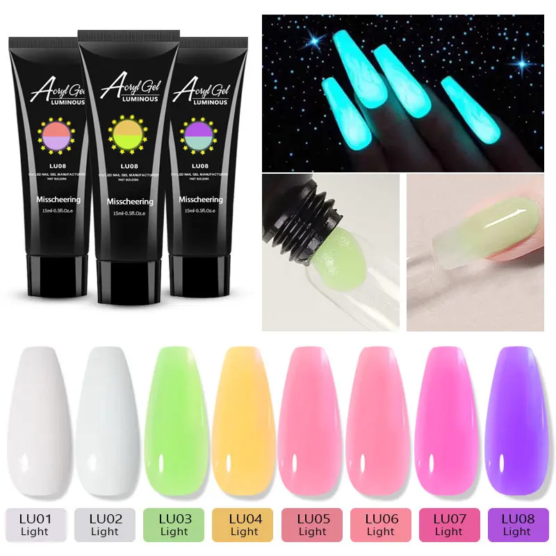 15ml Fluorescent Neon Effect Quick Building Poly Nail Extension Gel Soak Off Luminous UV LED Gel Polish