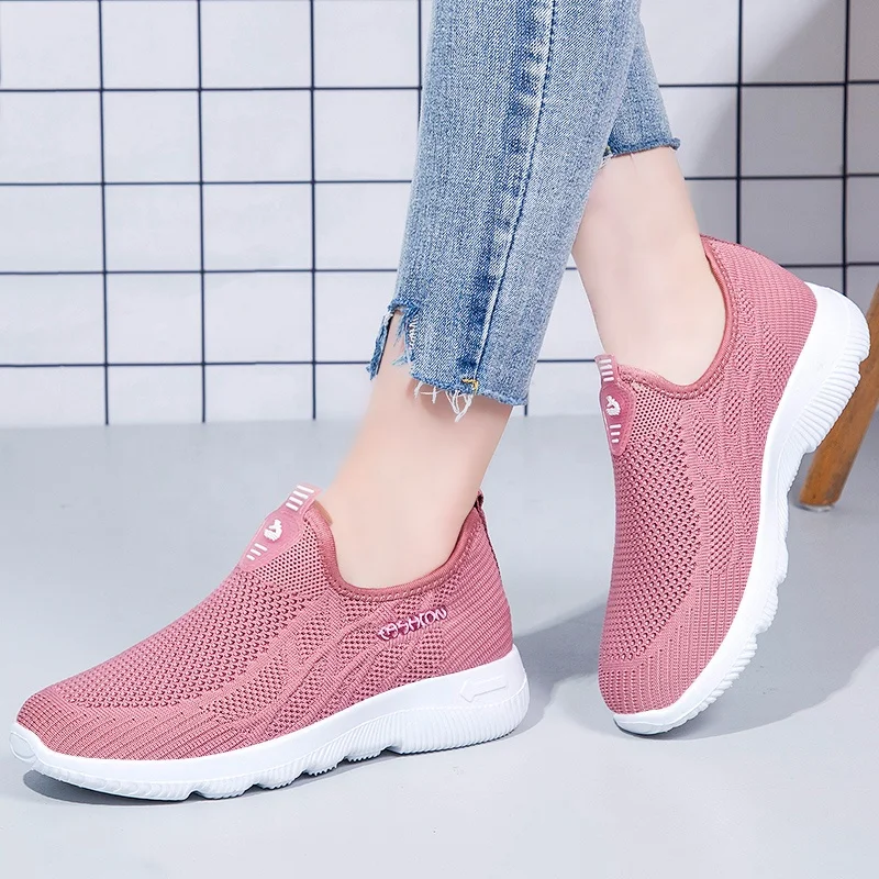 Женские лоферы без шнуровки, повседневные кроссовки-носки на плоской подошве, без застежки