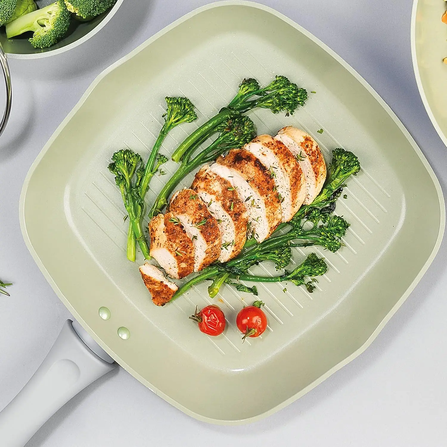 Healthy Ceramic Non-Stick Coating Frying pan Induction Cookware Forged Aluminium Egg Pancake Cooking Skillet/Grill Pan for Steak