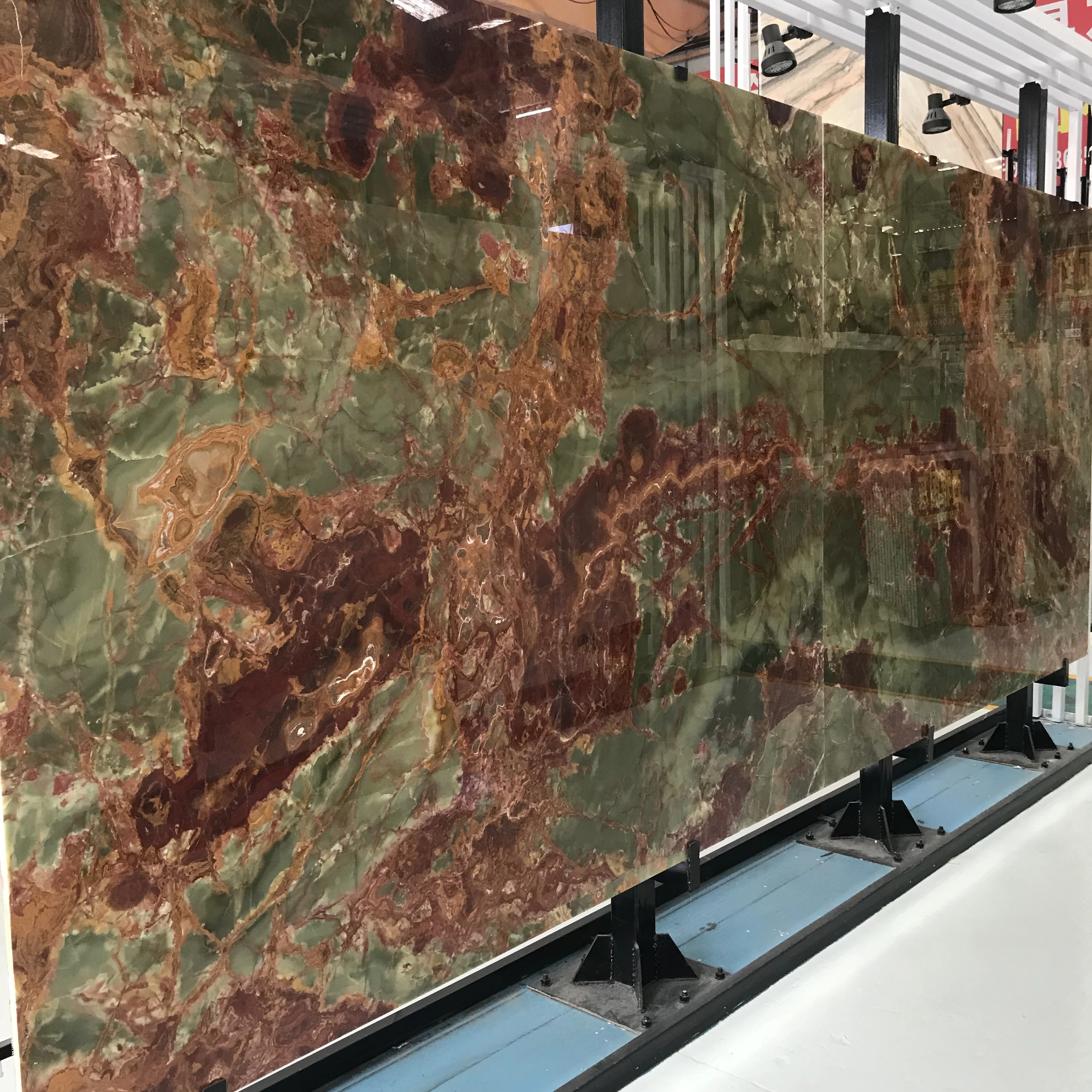 
Chinese Traditional Dark Green onyx Glazed Natural Marble Stone Slab 