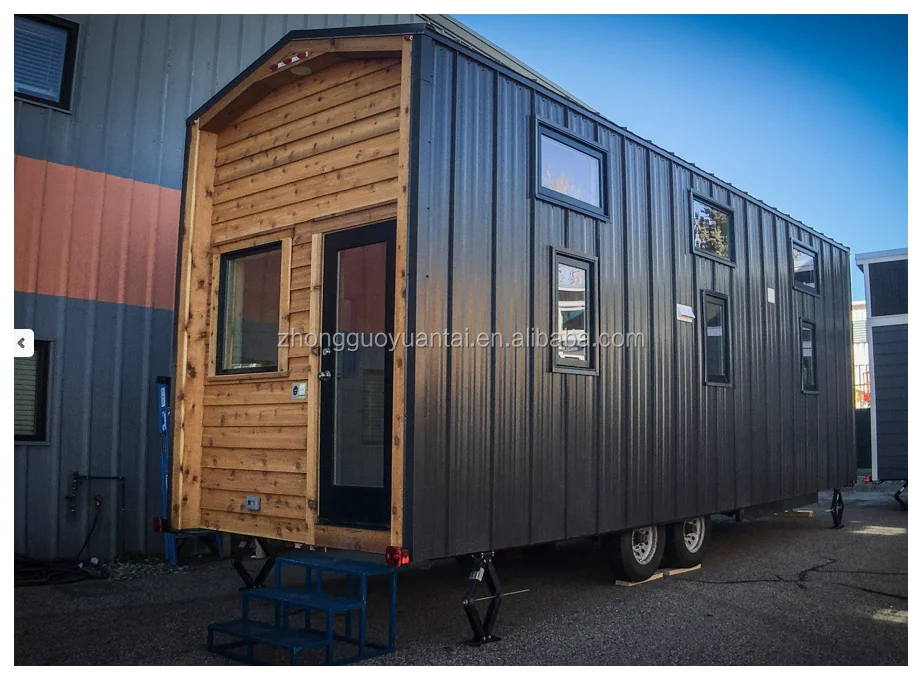 Yuantai Manufacturer Supplier Wooden Prefab Tiny House On Wheels Style of 2021