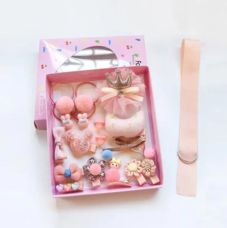 Girls gift box sets clip baby hairpins kids hair accessories crown bows barrettes for children