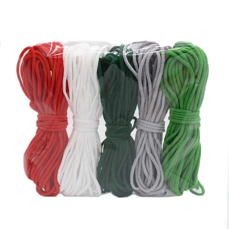 Factory Supply Color Earloop Round Flat 2.5mm 3mm 5mm 7mm Elastic Earloop for face mask