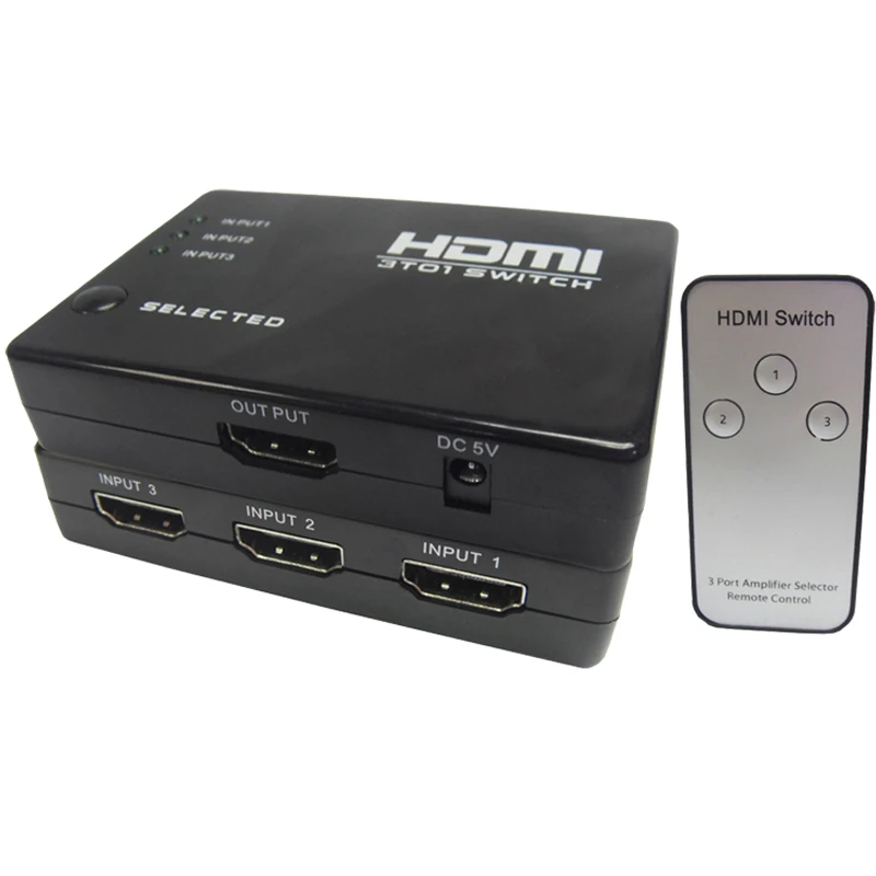 
 HDV-301A 3D поддержка 3 в 1 выход видео коммутатор ИК-пульт дистанционного управления-3 шт. 1 4K 30 Гц 3 порта HDMI переключатель с пультом дистанционного управления  