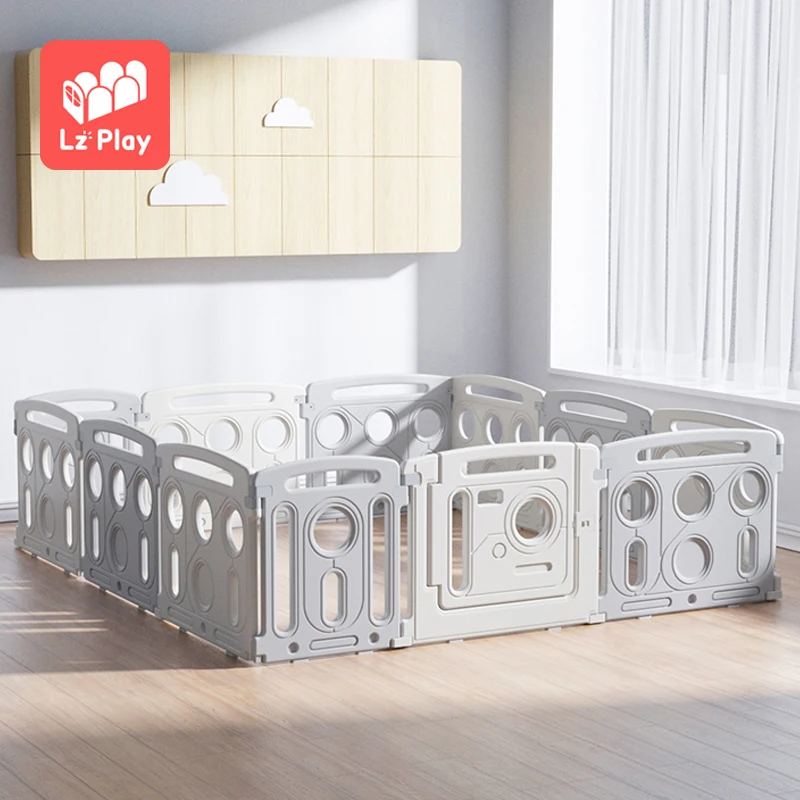 LZPLAY Customizable OEM Free Samples Latest Portable White Folding Plastic Kids Baby Playpen Play Fence Bed For Children