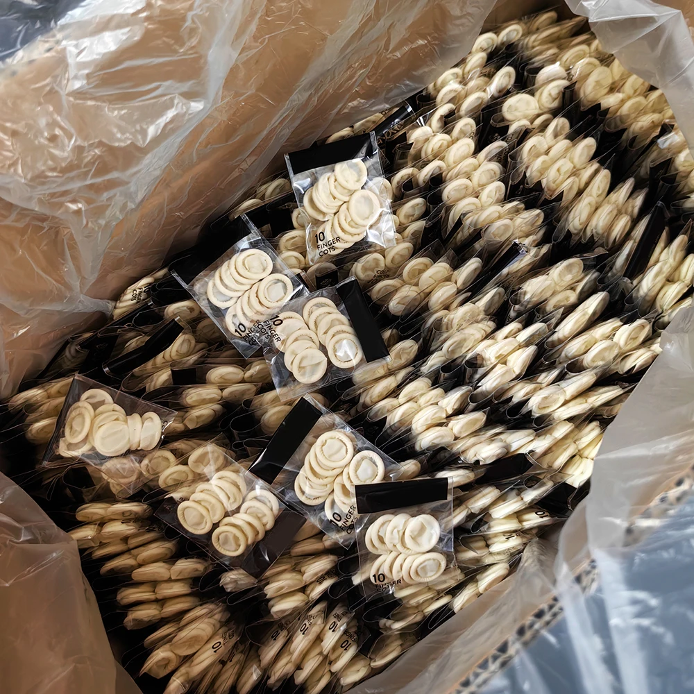 ALLESD 10pc Latex Finger Cots Natural Latex Disposable Finger Sleeve for Industrial Use