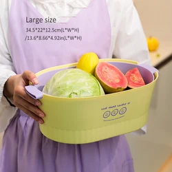 Fashion Large Size Double Layer Vegetable washing bowl Fruit Drainer Kitchen Storage Plastic Drain Basket