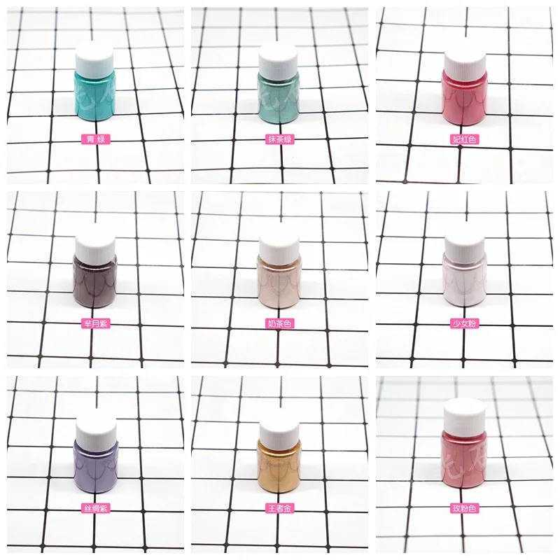 10grams net weight 32color Mica pearl pigment powder pearlescent pigment colorful for Soap Making Colored Mica powder