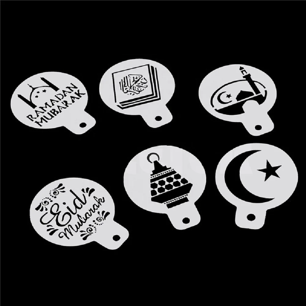 Pafu 6Pcs Ramadan Kareem Party Muslim Islam Eid Mubarak Cake Tool Ramadan Cake Stencil