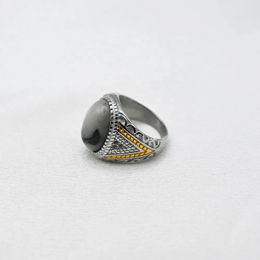 Customize Fashion Onyx Stone Luxury Men Ring Stainless Steel Jewelry Men Art Design Jewelry Rings