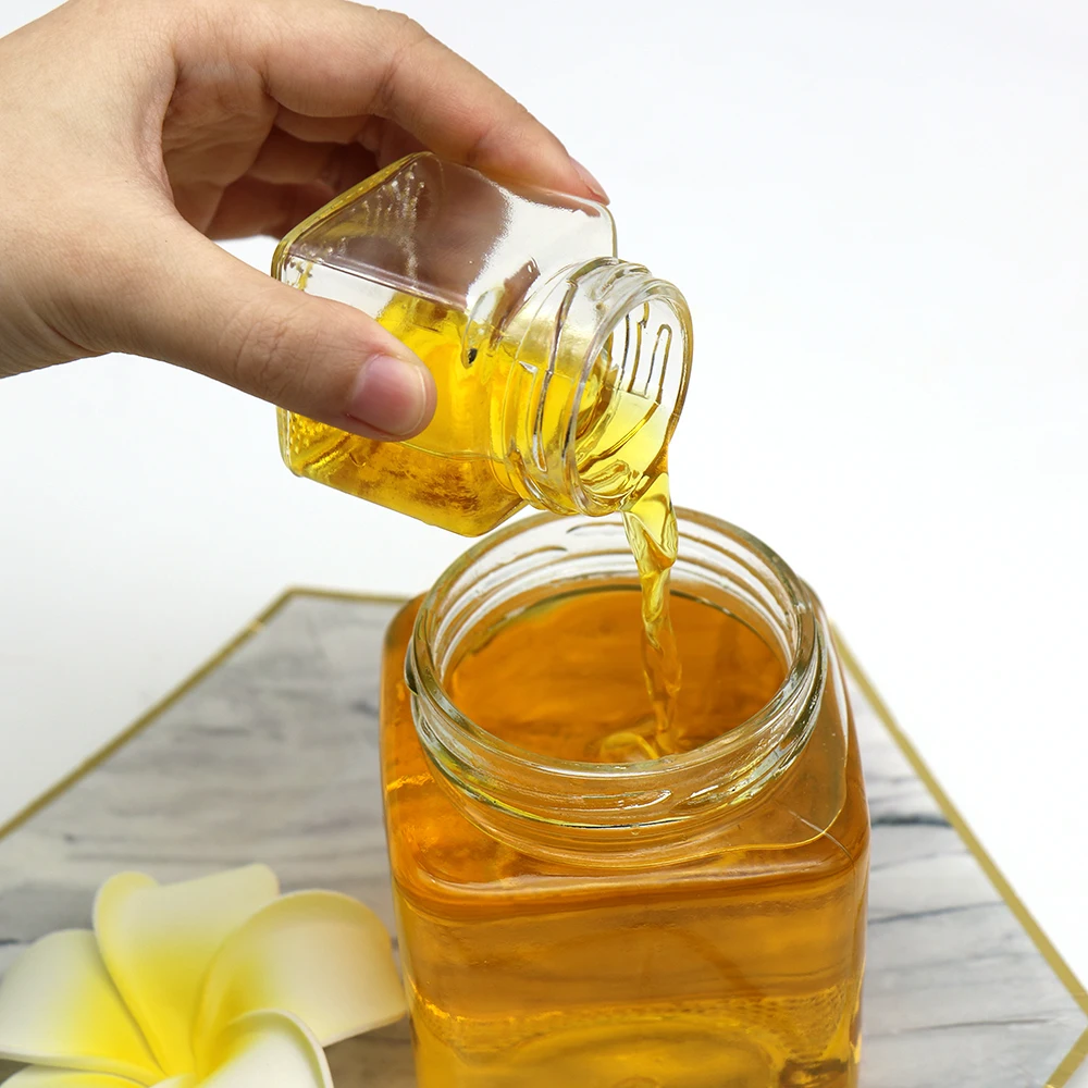 Hot Selling 150ml 200ml 280ml 380ml 500ml 730ml Square Honey Glass Jar Food Srotage Jar