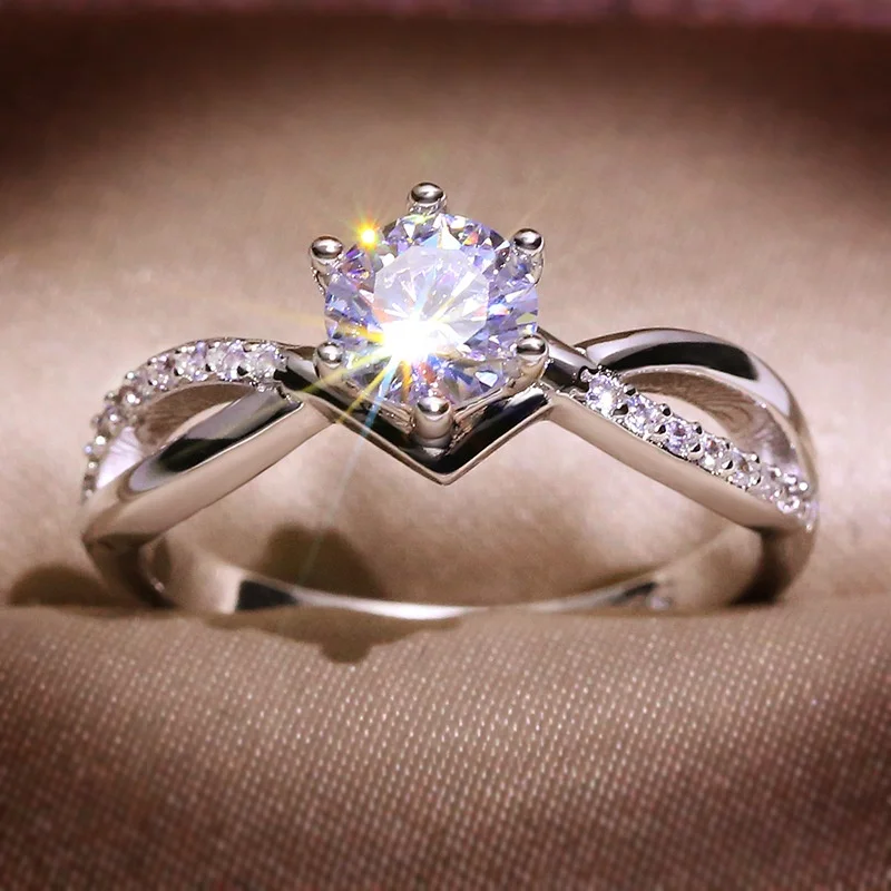 Excellent Cut Diamond D Color 1 ct Princess Sparkling  Ring  White Gold Plated Rings Jewelry
