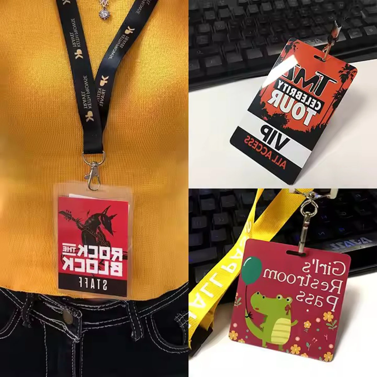 Custom Badge Cards Printable thermal paper material Backstage VIP Lanyard Passes Vip Card Id Badge name tag For Events