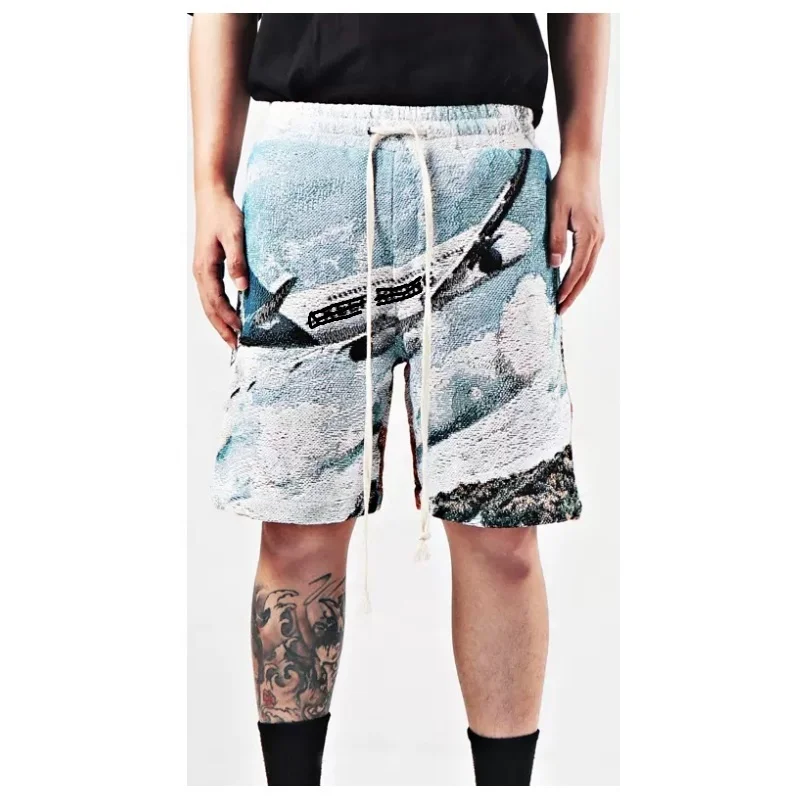 OEM/ODM Brand Manufactures Logo Mens Blanket Jacquard Tapestry Plus Size Shorts