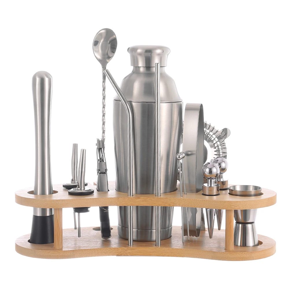 Factory Direct 700ML Bartender Kit Stainless Steel Heat Preservation Bar Sets 16Pcs Bar Tools Premium Equipment Cocktail Shaker