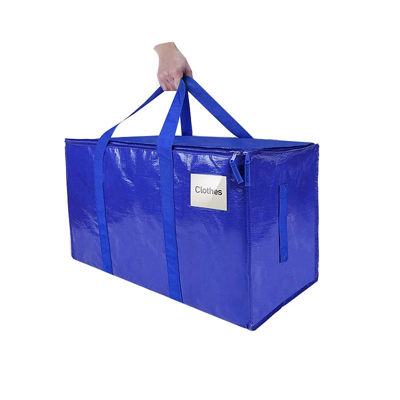 Heavy Duty Extra Large Storage PP Woven Carry Backpack Bags, Recycled Blue XL extra large pp woven Long Zipper moving Bag