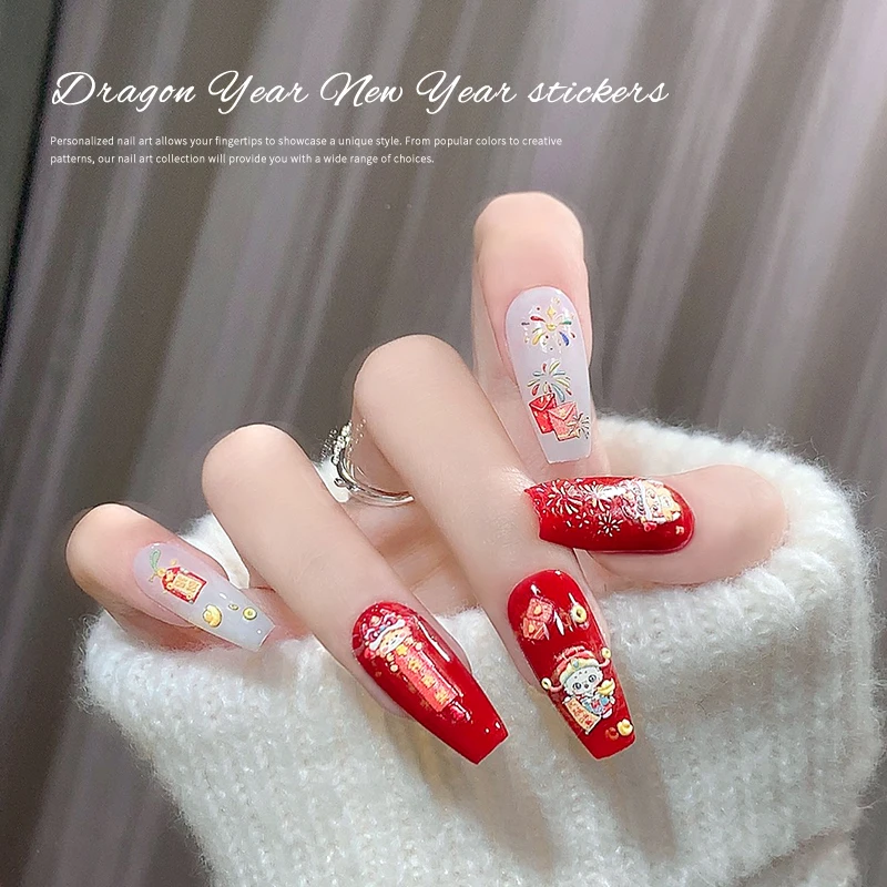 OEM Dragon Nail Art Stickers New 2024 DIY Gel Nail Stickers Chinese Nail New Year Stickers