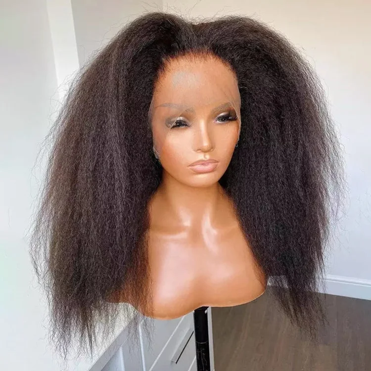 Human Hair Kinky Straight Wigs With Baby Hair Edges Curly New Launched Light Yaki Lace Wig Type 4c Hairline Hd Lace Front Wig