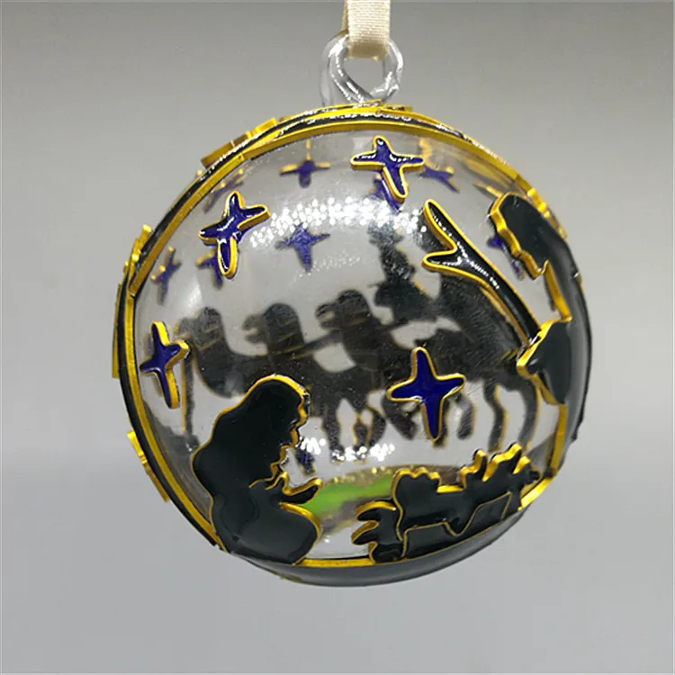 
Factory wholesale cloisonne enamel glass ball Christmas decoration, home decoration glass and hand-painted colored cloisonne, 