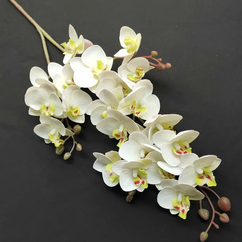 KEWEI-J622 21 Heads Flowers Real Touch Orchid Flowers White Orchids Artificial Flowers Real Touch