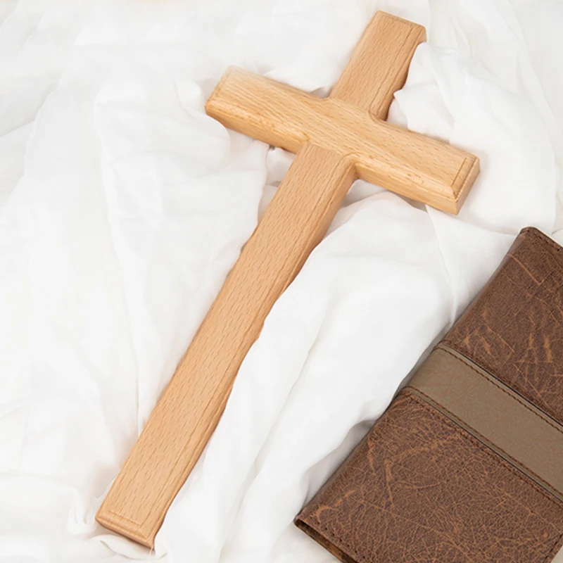 Wholesale Wood Wall Hanging Sign Plaque Wooden Cross Unfinished Christian Olive Hanging Wooden Wall Cross