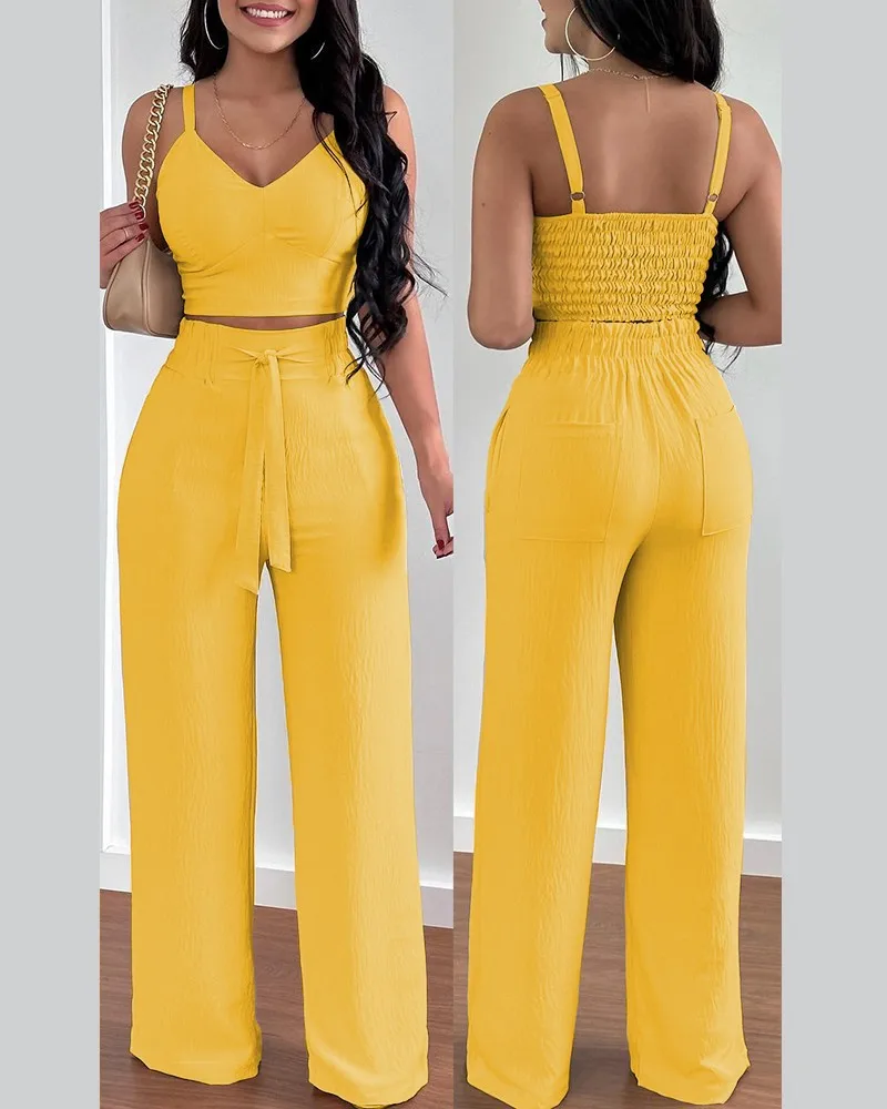 King Mcgreen Star Elegant Women Pants Set Sexy Off-shoulder Strap Flowers Summer Tank Top Straight Trousers 2-piece Suit